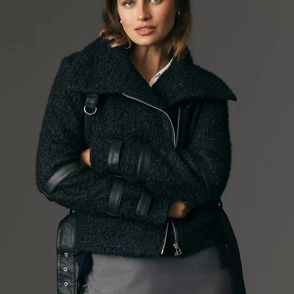 Anthropologie Jackets & Blazers - NWT Anthropologie CHRLDR  Milki Cropped Black Teddy Bear Jacket L